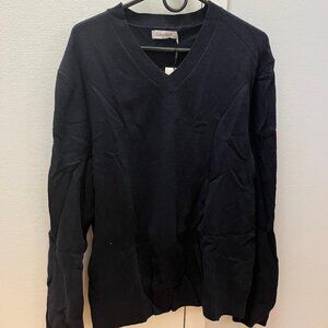 Calvin Klein Mens Large Black V-Neck Long Sleeve Sweater NWT